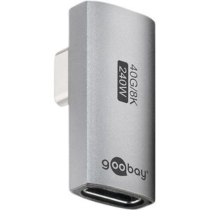 goobay USB-C adapter 240 W 40 Gbit verlenging 90° Vertical Court USB4 (stekker naar vrouwelijk) / USB 4.0 adapter 8K @60Hz, compatibel met eerdere versies USB 3.1, USB 2.0, 74443