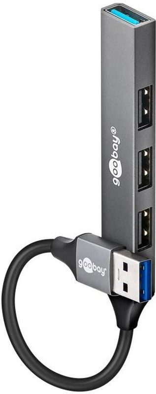 Goobay - USB Hub - 4x USB-A - Aluminium - 0,10 Meter