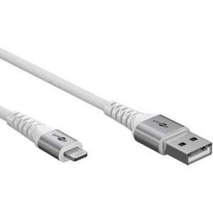 Goobay Lightning - USB-A Supersoft Textile kabel | USB2.0 | PD 60W | wit | 3 meter