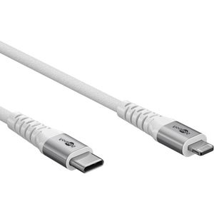 USB-C naar Lightning Kabel - 60W PD - 2 Meter - Wit - Soft Nylon Sleeve