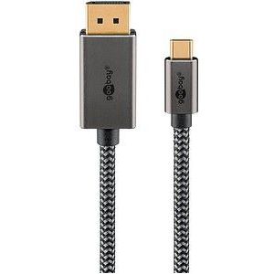 goobay USB C naar DisplayPort 1.2 kabel 4K @ 60Hz type C Thunderbolt 3/4 naar DP USB 3.1 kabel compatibel met Mac Book, iPhone, Surface / 3 m/textielkabel / 75709
