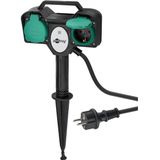 2-voudige Tuincontactdoos met Afstandsbediening 2m Zwart