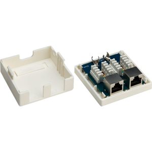 RJ45 wandcontactdoos | FTP (2x RJ45, Cat6, Horizontaal, Opbouw)