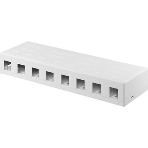 Goobay 79426 Keystone lege behuizing 8 poorten/leeg patchpaneel voor Keystone Module / 8-voudig patchveld/opbouwdoos met snap-in-systeem/wit