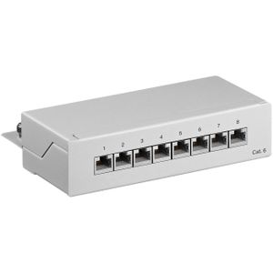CAT6 Gigabit Desktop Patch Panel 1U met 8 poorten - afgeschermd / grijs