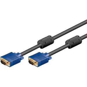 Goobay 93368 VGA naar VGA-kabel 1,8 m/monitorkabel/Full HD SVGA beeldschermkabel/VGA-stekker 15-polig verguld / 2x ferrietkern monitorkabel/blauw / 1,8 meter