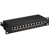 CAT6 - Patch Panel - Zwart - 10 inch - 1U - 12 Poorten - Afgeschermd
