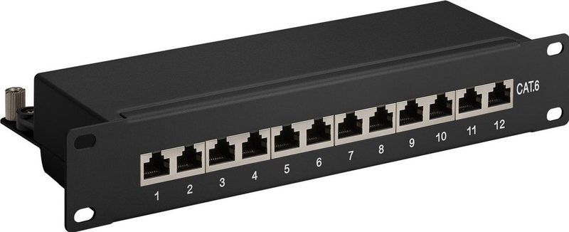 CAT6 - Patch Panel - Zwart - 10 inch - 1U - 12 Poorten - Afgeschermd