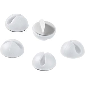 Zelfklevende kabelhouders voor 1 kabel - 5 stuks / wit