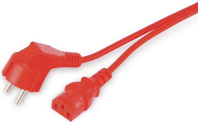 Goobay Apparaatsnoer met rechte C13 plug en haakse stekker - 3x 1,00mm / oranje - 5 meter