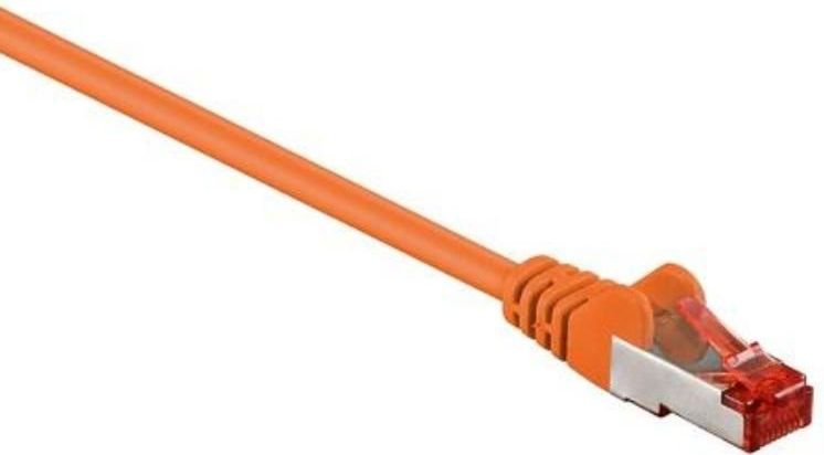 CAT 6 Patchkabel, S/FTP (PiMF), orange, Kupferleiter (CU), halogenfreier Kabelmantel (LSZH). Kabellänge 25 m