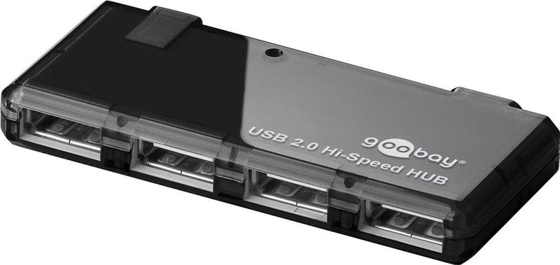 Goobay - USB Hub - 4 Poorten - USB2.0 - Busgevoed - Zwart - 0,40 Meter