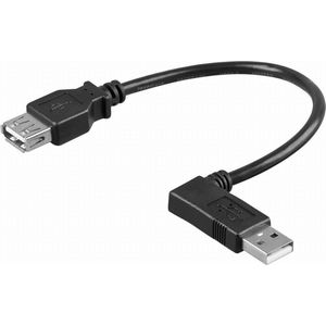 USB naar USB adapter / haaks naar links - USB2.0 - tot 2A / zwart - 0,15 meter