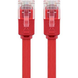 CAT 6 Flach-Patchkabel, U/UTP, rot, Kupferleiter (CU). Kabellänge 3 m