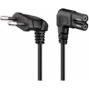 Goobay - Euro-Netzkabel mit Doppelnutkupplung, schwarz, 3m, 90°