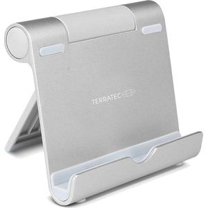 TERRATEC iTab S Zilver, Smartphone & Tablet Multihoekstandaard van aluminium, voor iPhone, iPad, Samsung Galaxy, Google Nexus en andere, instelbare kijkhoek