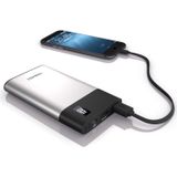 TERRATEC P80slim, 8000 mAh powerbank/externe batterij/oplader, 2 x out (USB), digitaal display, aluminium oppervlak, voor iPhone, iPad, Samsung Galaxy en andere, (zilver/zwart)
