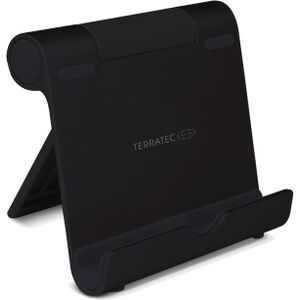 TERRATEC iTab S Zwart, Smartphone & Tablet Multihoekstandaard van aluminium, voor iPhone, iPad, Samsung Galaxy, Google Nexus en andere, instelbare kijkhoek