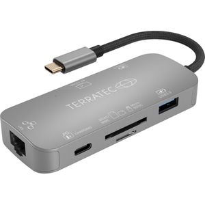Terratec - CONNECT C8 - Multiport Hub - Grijs - USB-C PD, HDMI, 2x USB 3.0, Card Reader, RJ45