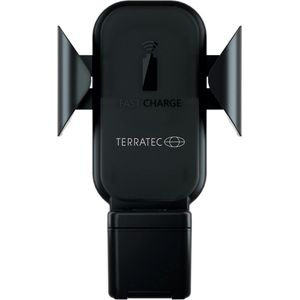 TerraTec ChargeAir All Car Wireless autolader 10W met QI-oplaadfunctie op ventilatierooster, compatibel met 12/11/11 Pro/11 Pro Max/XS MAX/XR/XS/X/8/8+, Galaxy /S10e/S10/S9-zwart