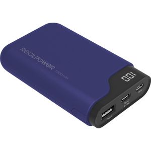 RealPower PB-7500C Powerbank 7500 mAh Li-ion USB, USB-C Navy-blauw