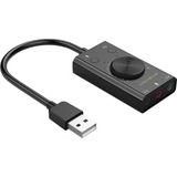 TERRATEC Aureon Externe geluidskaart met 5.1 USB-aansluiting, 2-in-1 USB-stereogeluidskaart, adapter met volumeregeling en volumeregeling, plug & play voor pc, notebook, tablet, MacBook