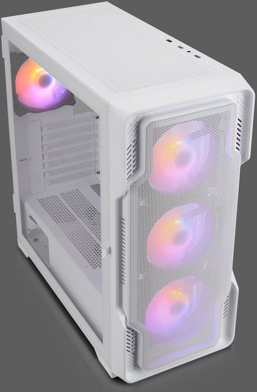 Nanoxia - Go MIDI DS-9 - PC-behuizing - Wit - TG-Mesh, Ondersteunt ATX, EATX, micro ATX, Mini-ITX