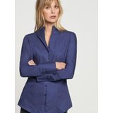 Seidensticker - Blouse - Donkerblauw - Katoen - Slim Fit