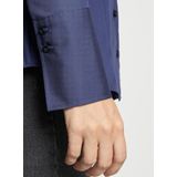 Seidensticker - Blouse - Donkerblauw - Katoen - Slim Fit