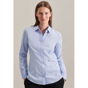 Seidensticker - Damesblouse - Lichtblauw - 100% Katoen - Slim Fit