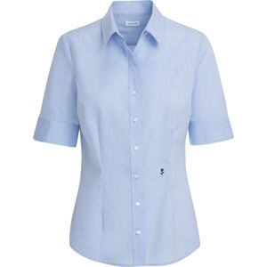 Seidensticker Damesblouse - hemdblouse - strijkvrij - slim fit - korte mouwen - uni - 100% katoen, lichtblauw (080614), 40