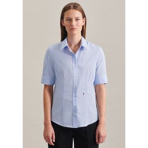 Seidensticker Damesblouse - hemdblouse - strijkvrij - slim fit - korte mouwen - uni - 100% katoen, lichtblauw (080614), 46