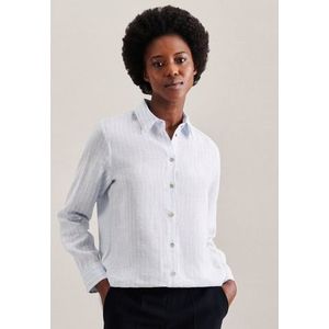 Seidensticker - Damesblouse - Blauw - 100% Linnen - Regular Fit