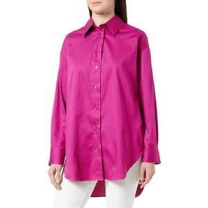 Seidensticker Damesblouse, modieuze blouse, regular fit, hemdblousekraag, lange mouwen, katoenmix, magenta, 38