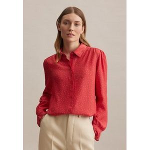 Seidensticker Damesblouse, modieuze blouse, regular fit, hemdblousekraag, lange mouwen, 100% viscose, koraalrood, 34