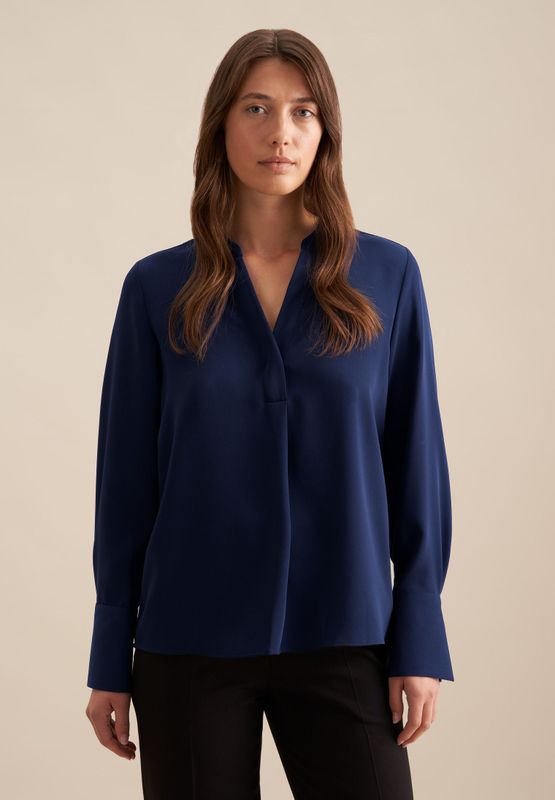 SEIDENSTICKER - Blouse - Donkerblauw - Wijde Blouse - Lange Mouw