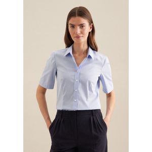 Seidensticker - Damesblouse - Lichtblauw - Strijkvrij - Korte Mouwen