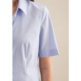 Seidensticker - Damesblouse - Lichtblauw - Strijkvrij - Korte Mouwen