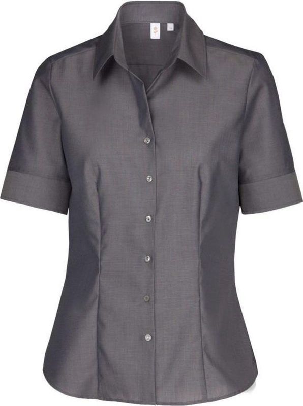 Seidensticker - Damesblouse - Grijs - Katoen - Strijkvrij