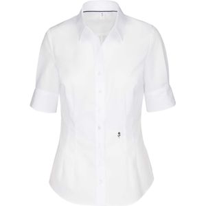 Seidensticker Damesblouse - hemdblouse - strijkvrij - slim fit - korte mouwen - uni - 100% katoen, wit (080614), 38