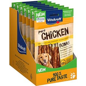Vitakraft Pure Chicken Bonas, Hondensnacks, Kauwstaafjes met kip, traktaties voor hondentraining, geen suiker toegevoegd (13x 80g)