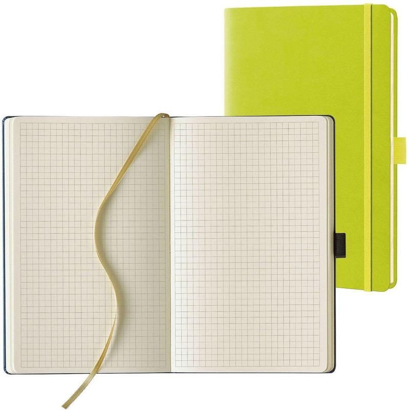 Lediberg Notizbuch Tucson ca. DIN A5 kariert, lemongreen Hardcover 240 Seiten