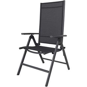 Ambientehome, 50204, 8-voudig verstelbare aluminium klapstoelen, kleur grijs, campingstoel, klapstoel