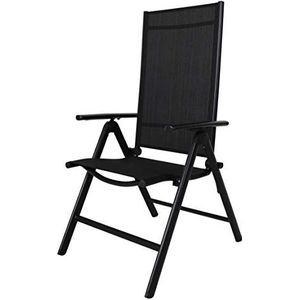 Ambientehome, 50205, 8-voudig verstelbare aluminium klapstoelen, kleur zwart, campingstoel, klapstoel
