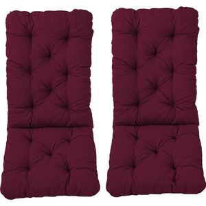 Meerweh Set van 2 kussens met hoge rugleuning, rugdeel ca. 70 cm, bekleding, rood, 120 x 50 x 12 cm, 74093