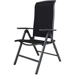 Chicreat Gestoffeerde opvouwbare stoel met hoge rugleuning, grijs/zwart, aluminium