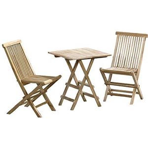 CHICREAT 3-piece seating arrangement, teak garden set, approx. 40 x 60 cm rectangular folding table, folding chair