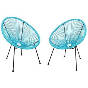 Ambientehome Set van 2 loungestoelen Acapulco blauw stoelen