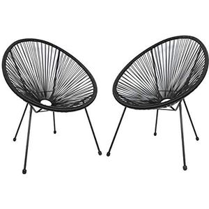 Sparmdelen 2-delige set loungestoel Acapulco zwart stoel