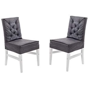 Ambientehome 2 witte stoelen met zwarte hoezen serie Marihamn, zeer elegant